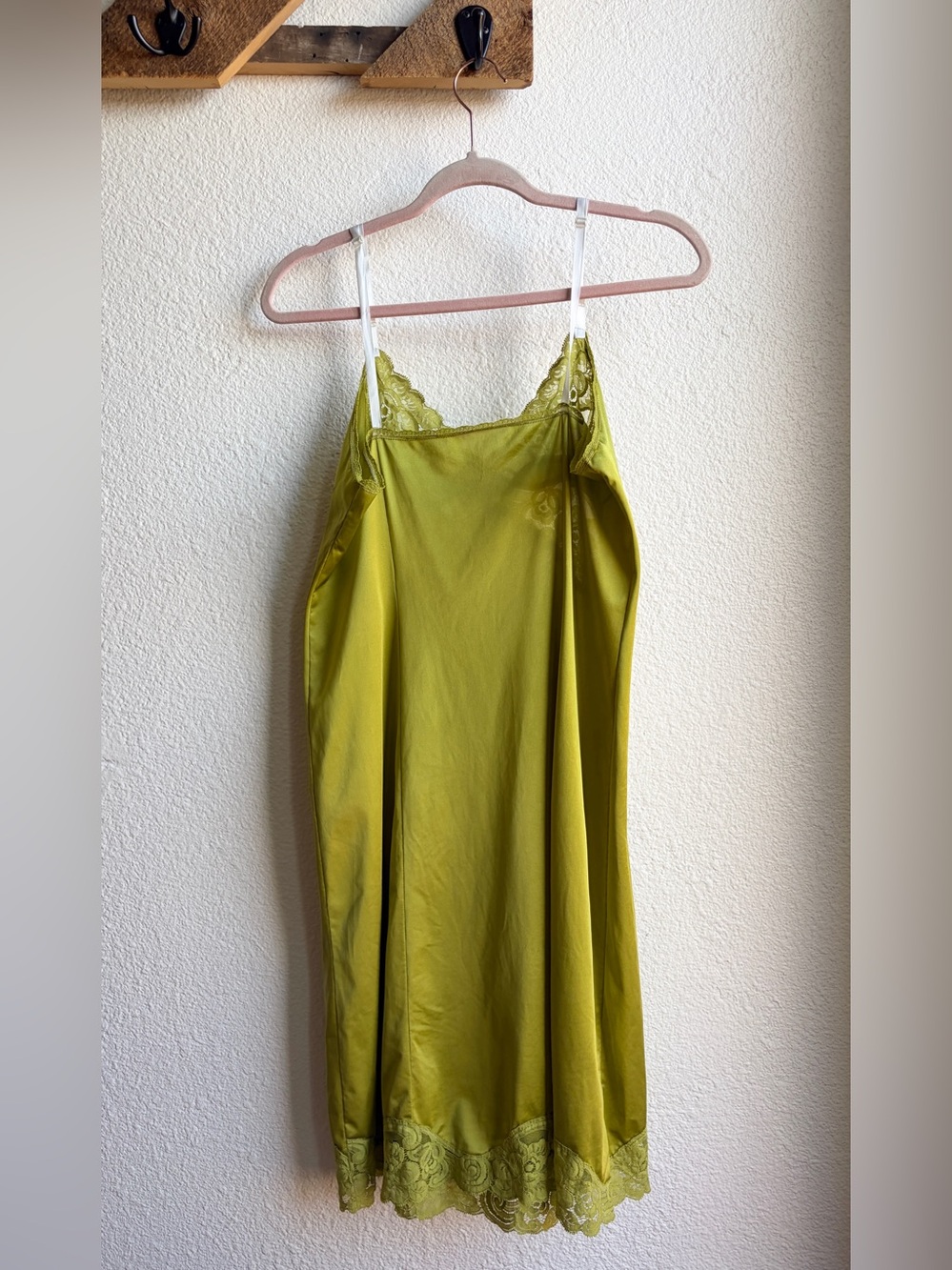 SOLD Vintage Vanity Fair Hand Dyed Chartreuse Slip Dress - Picture 3 of 7